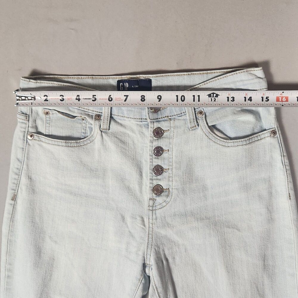 GAP Denim Bootcut Jeans Womens 6 Petite 28x28 Light Wash Raw Hem Stretch - Picture 5 of 10